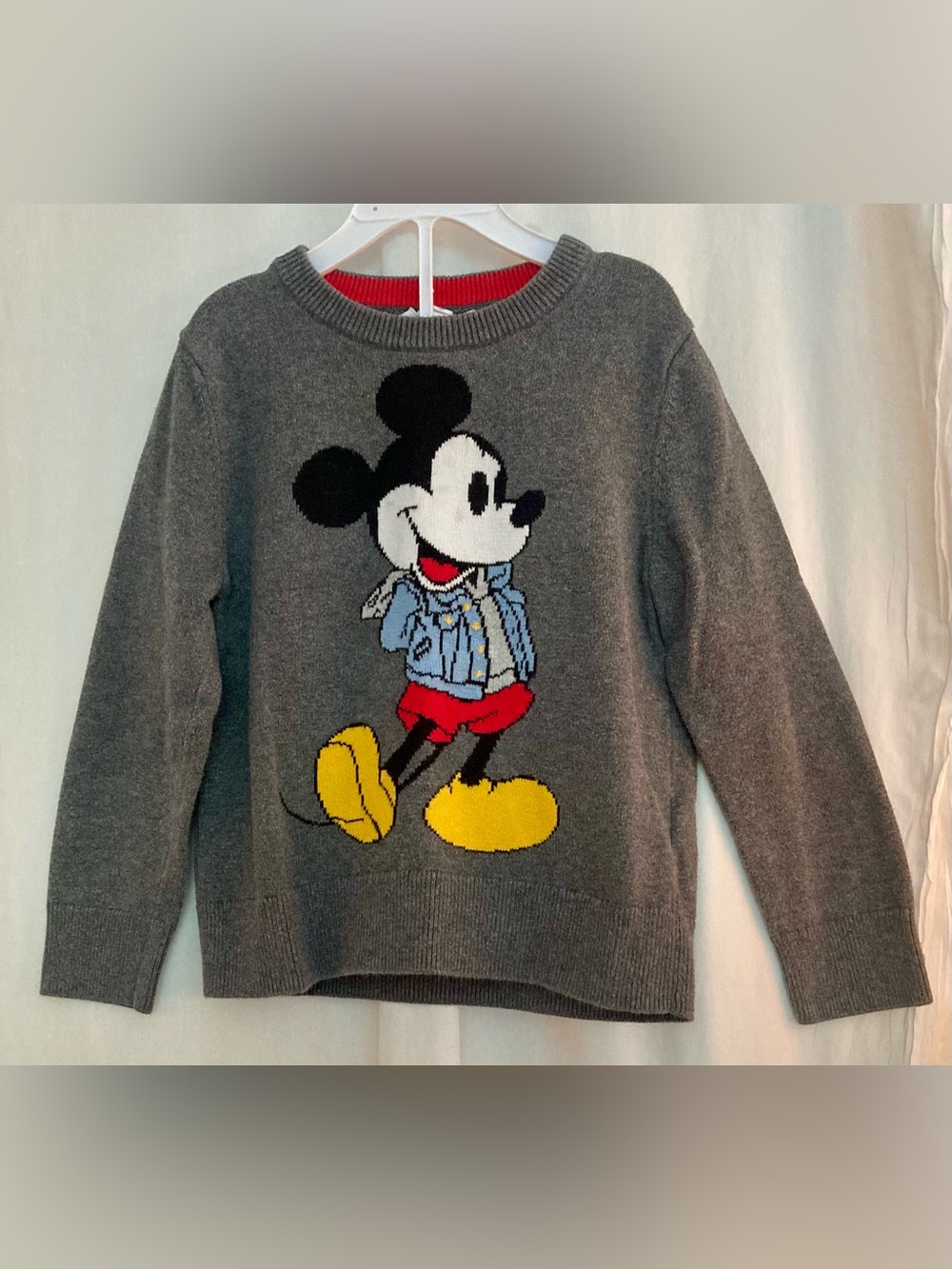 Disney Gray Knit Sweater with Multicolor Mickey Mouse Graphic Size 5